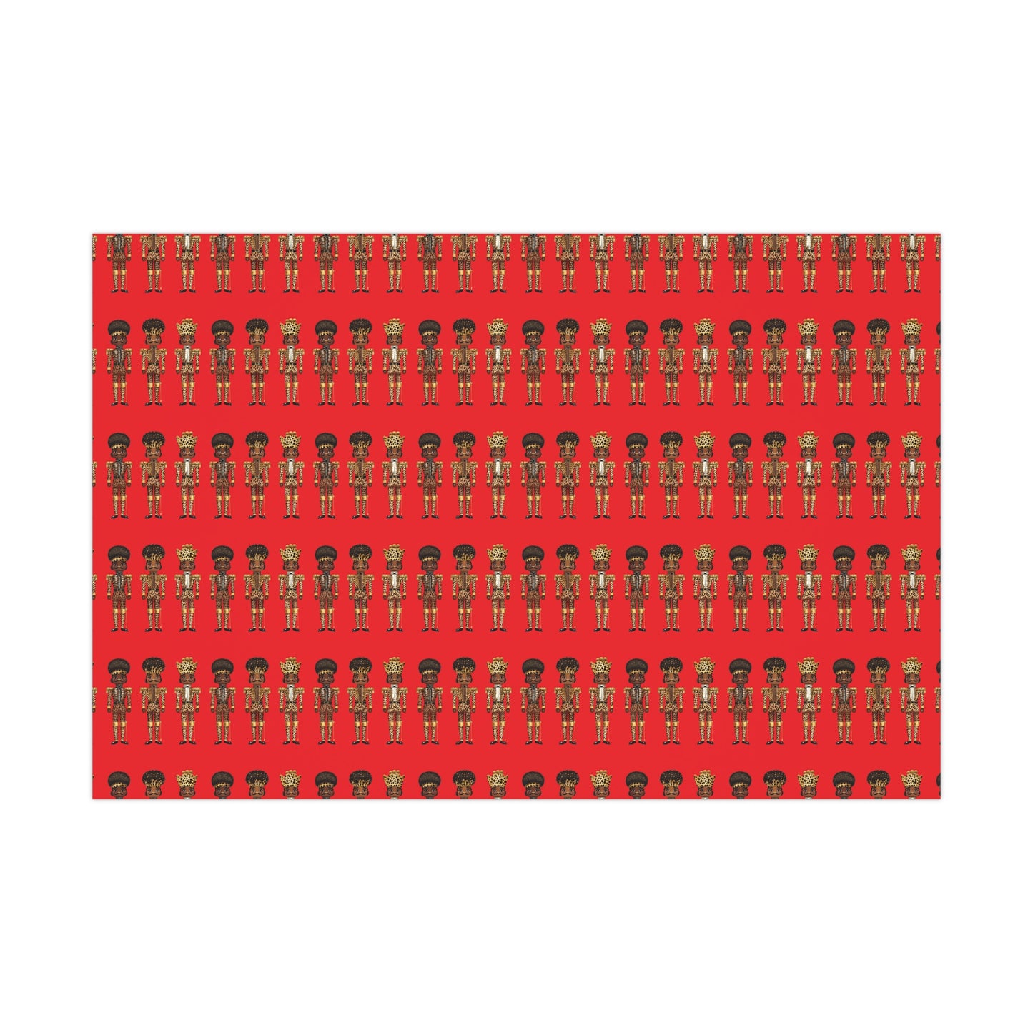 Chic Nutcracker Red Wrapping Paper - Cheetah Print Holiday Gift Wrap in Satin or Matte