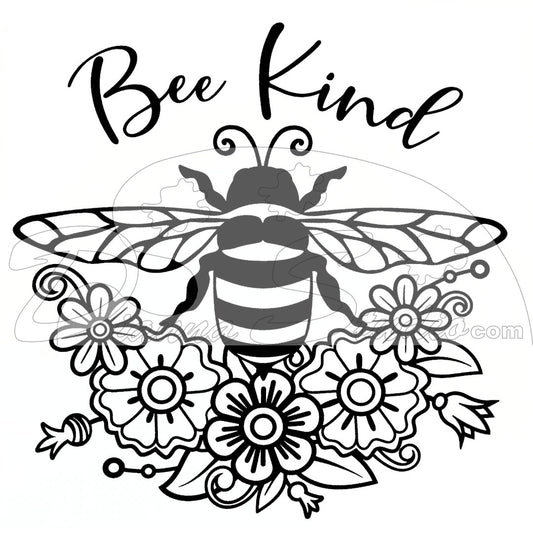 Bee Kind, bumble bee with flowers black screen print