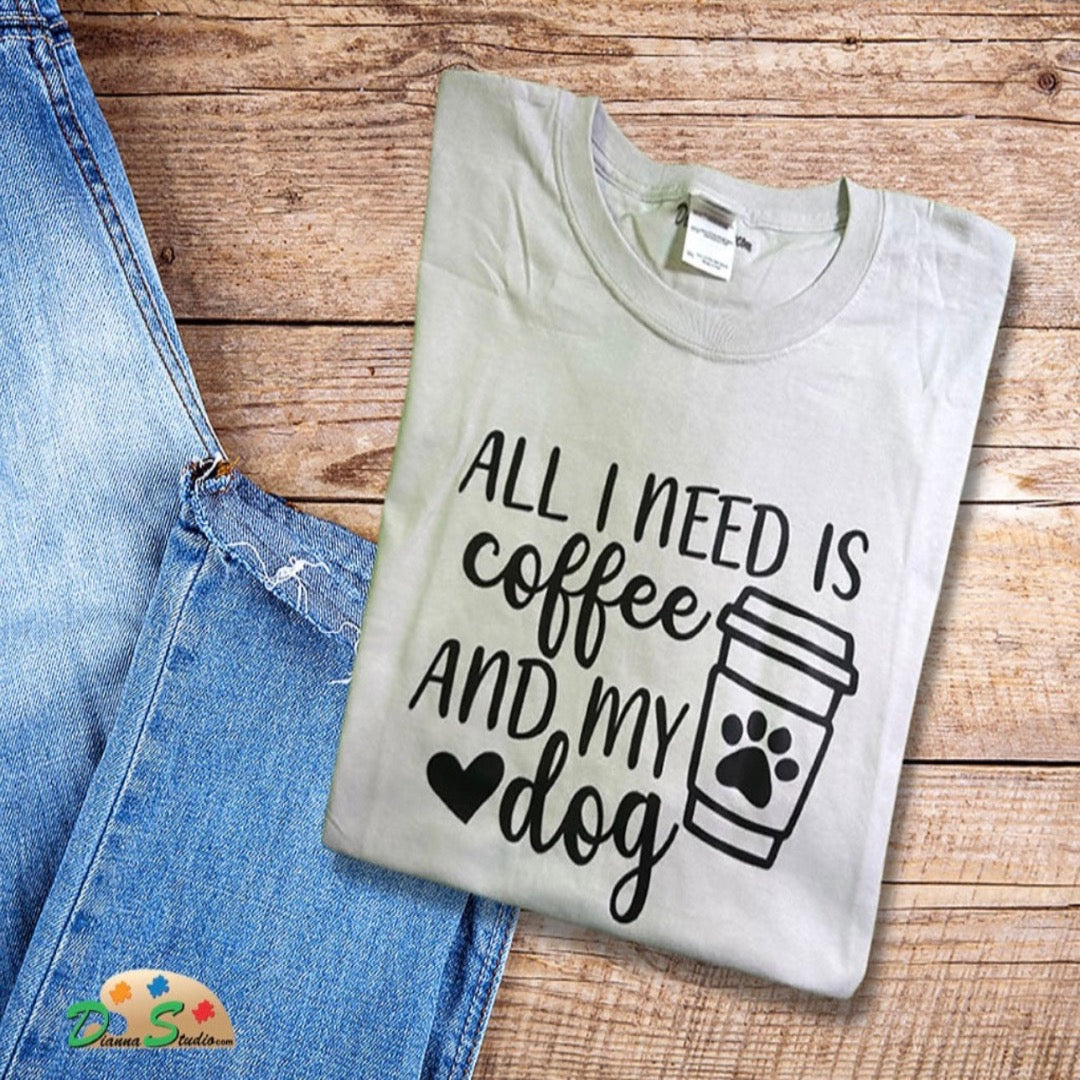 All I Need Is Coffee and My Dog Gray T-shirt