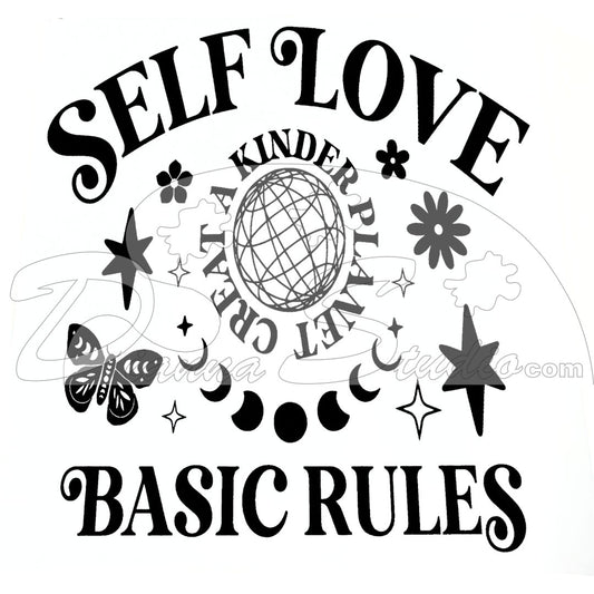 self love basic rules black screen print