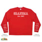 Established Auntie red sweatshirt with kids name on sleeves in white