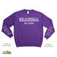 Established Auntie purple sweatshirt with kids name on sleeves in white