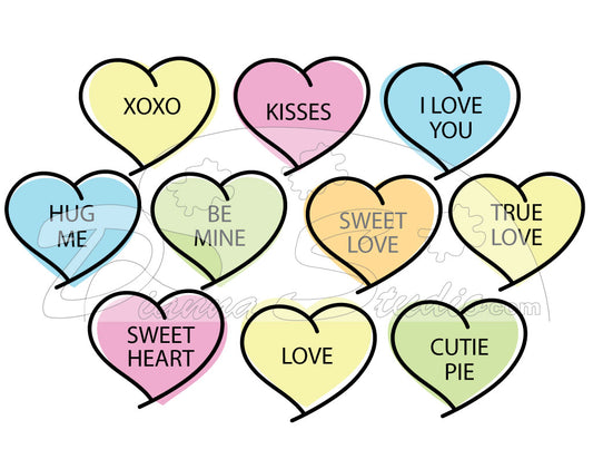 Valentine Candy Heart sublimation print