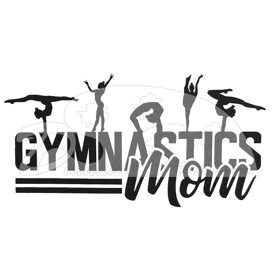 Gymnastics screen print transfer in black