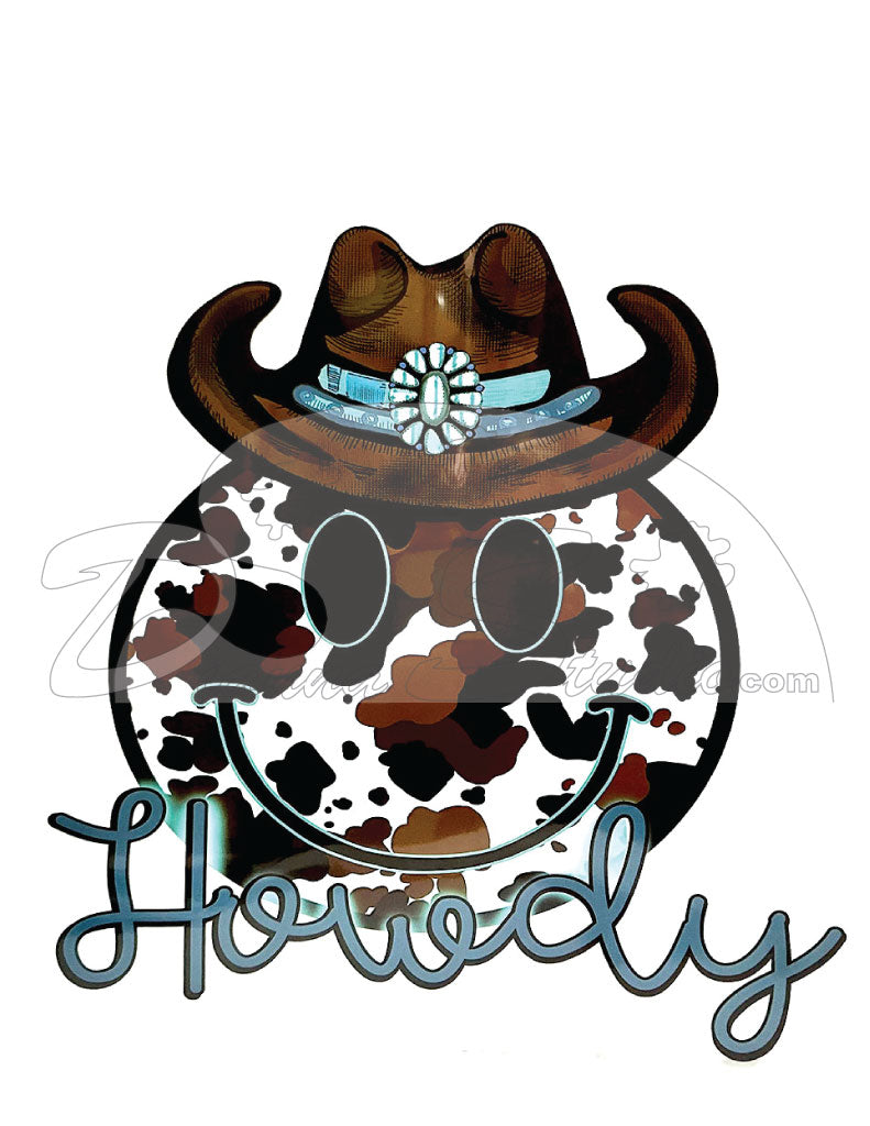 Howdy Smiley with cowboy hat and pattern