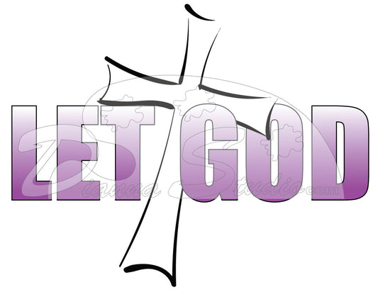 Let God with cross in purple and black sublimation print