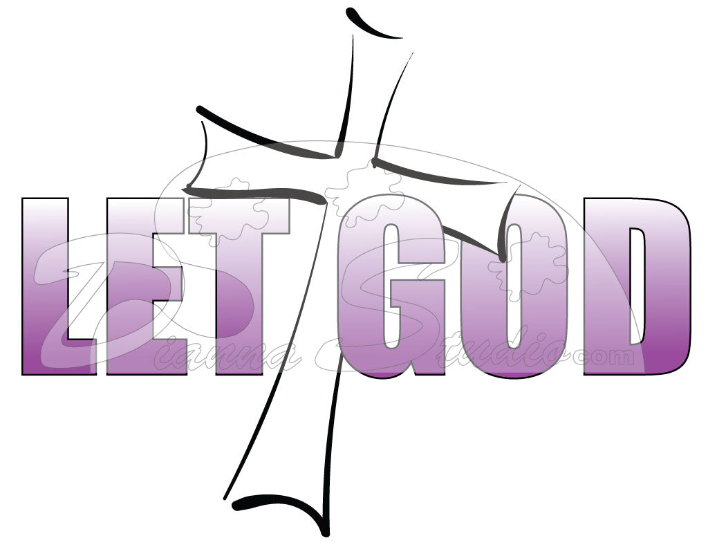 Let God with cross in purple and black sublimation print