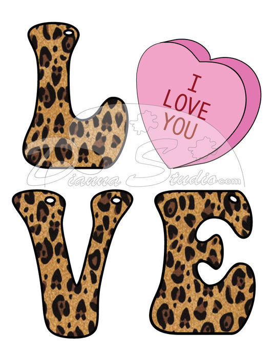 Love with Candy Heart and Cheetah Print