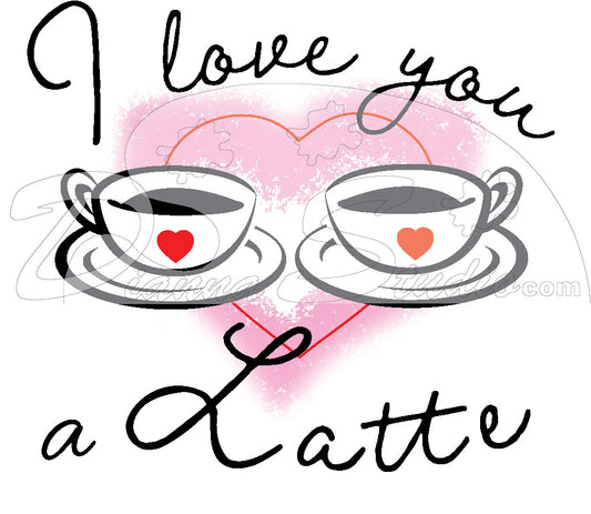 I love you latte, 2 coffee cups valentine sublimation print