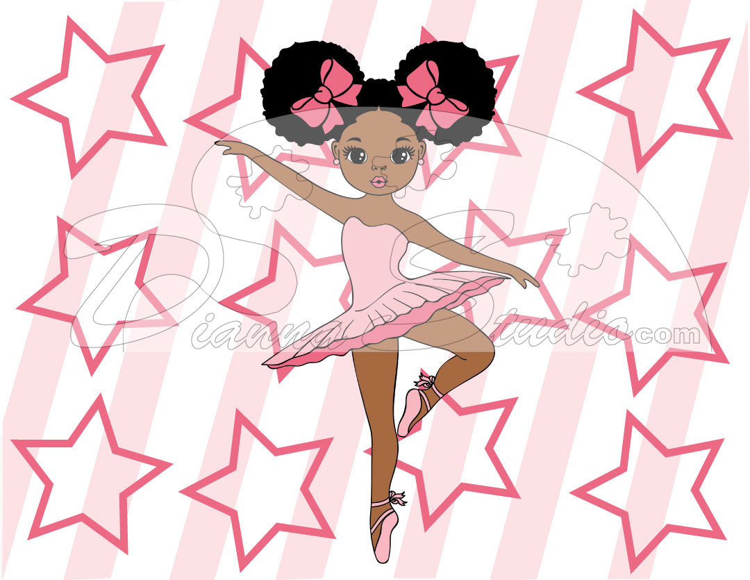 black girl pink ballerina sublimation print
