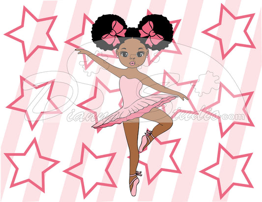black girl pink ballerina sublimation print 