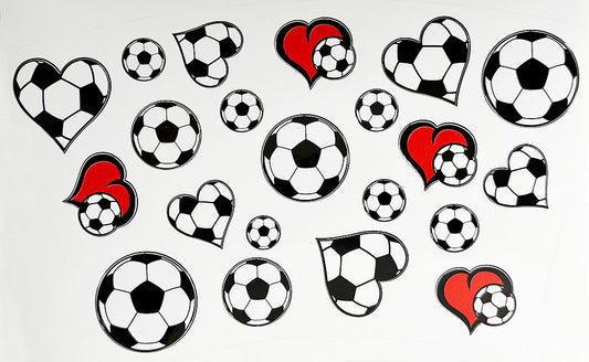 Soccer ball and red heart cold cup wrap