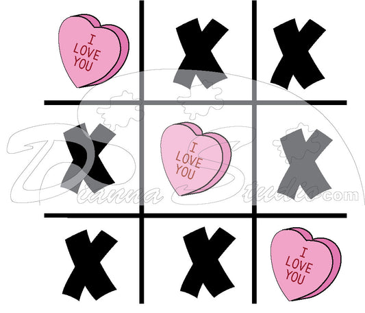 tic tac toe with valentine hearts for sublimation prints