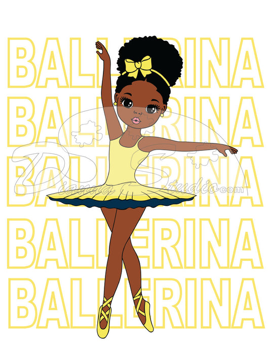 Black girl in yellow ballerina outfit sublimation print
