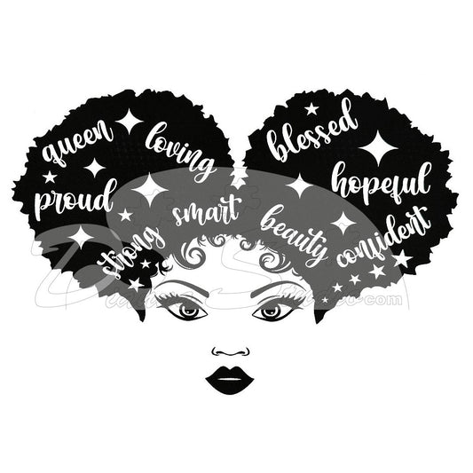 Afro Puffs girl I am blessed screen print transfer