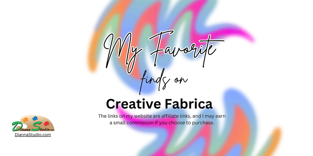 Creative Fabrica Favorites with colorful abstract background and logo on design