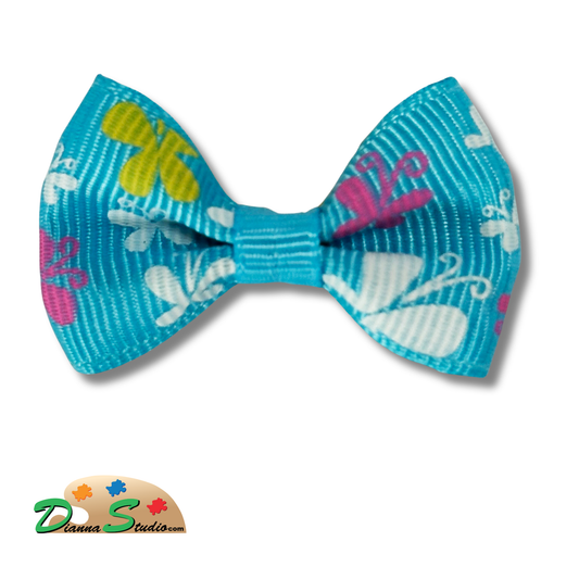 Teal bow with multi color butterfly pen bow