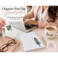 Person using a laptop with stationery items on a desk, including a notebook and coffee mug.