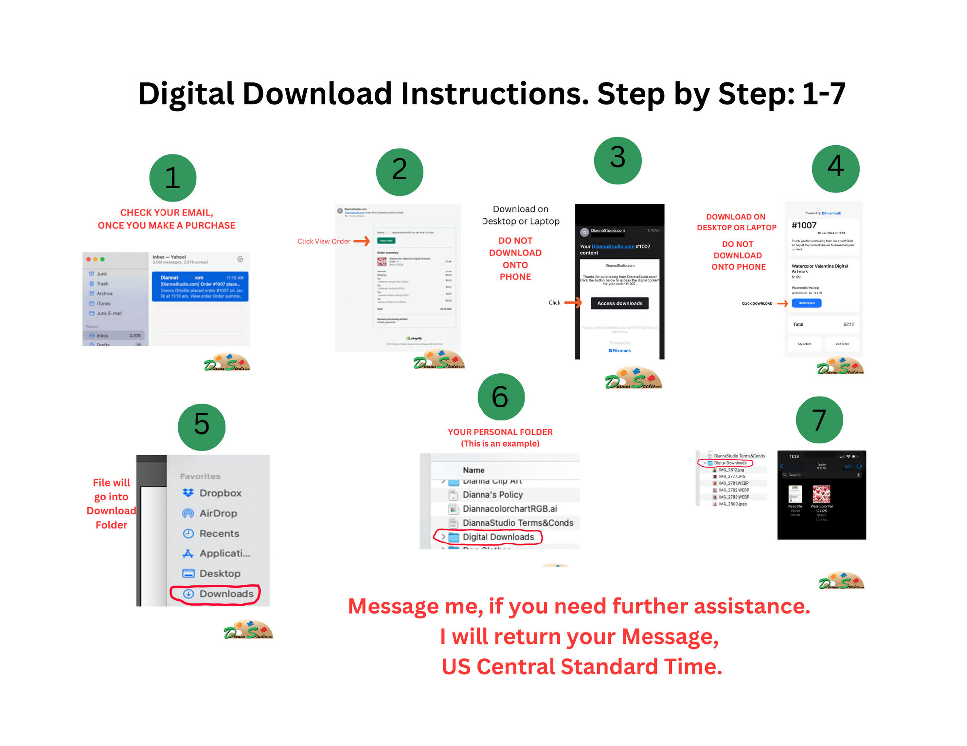 Step by Step, How to receive your digital download.