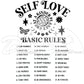 Self Love, List Basic Rules black screen print