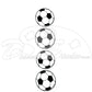 four pocket size soccer balls black screen prints