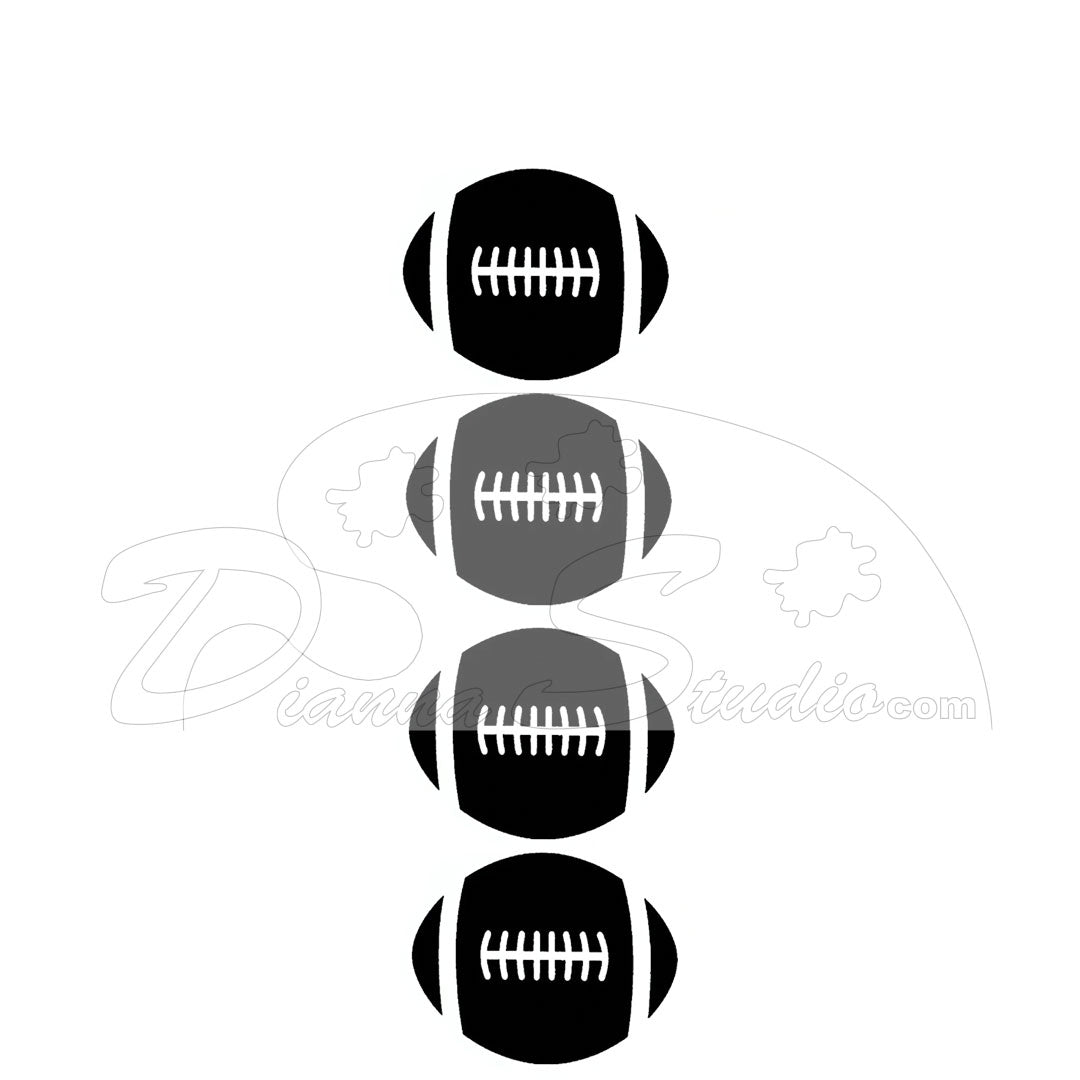 four pocket size footballs black screen print