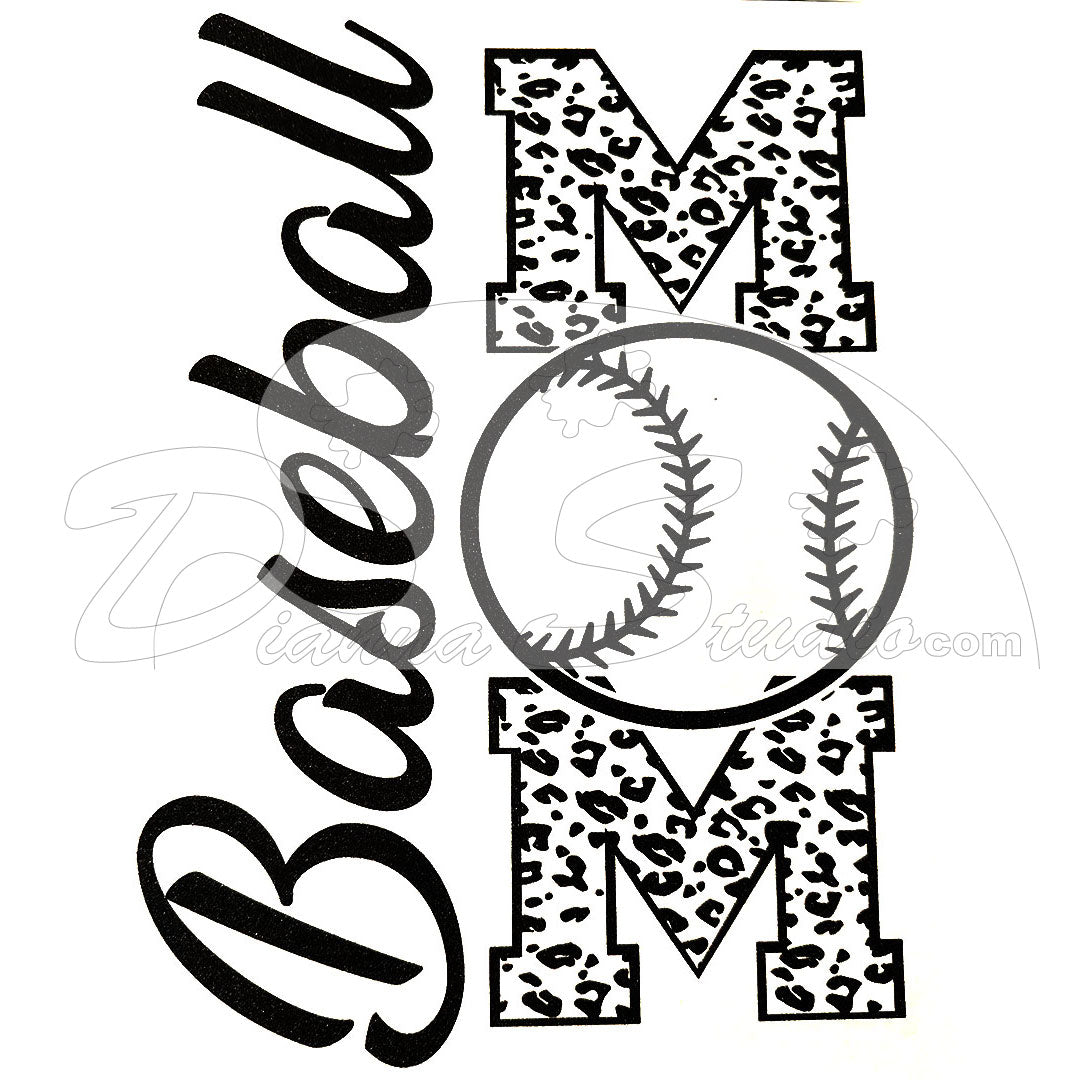 Baseball Mom black screen print transfer