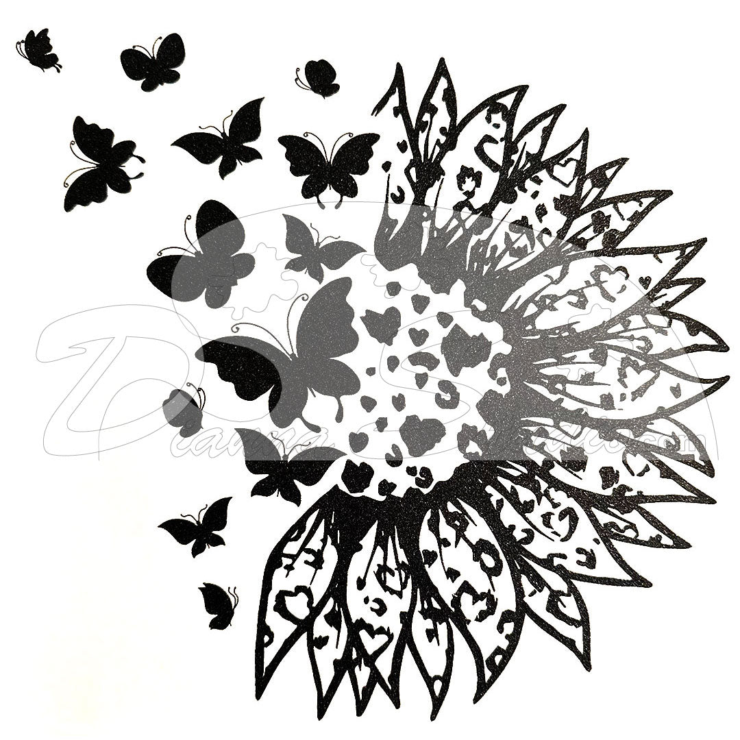 Butterfly Sunflower Screen Print Transfer
