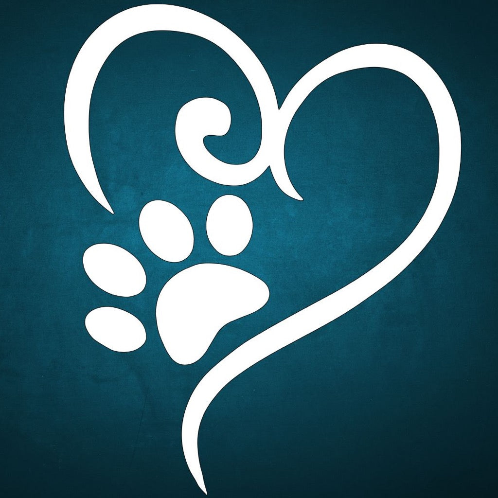 Dog paw, heart white vinyl for car