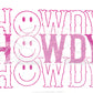 howdy smiley face hot pink screen print transfer