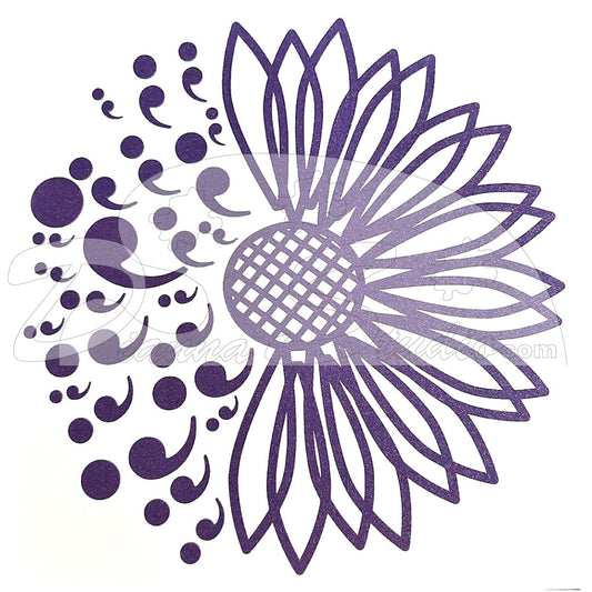 Mental Health Awareness, semicolon and sunflower design in purple. screen print