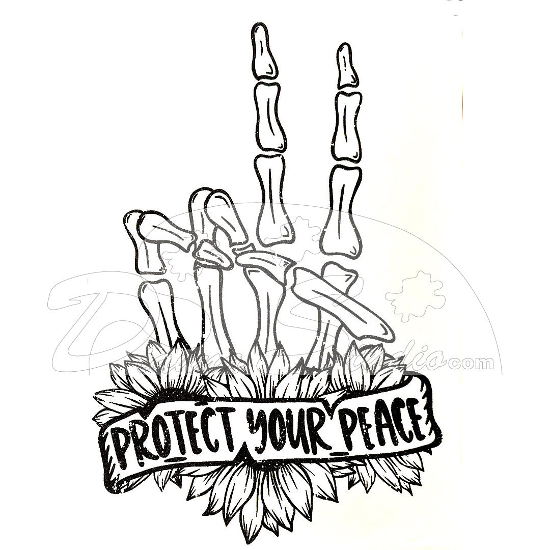 Protect Your Peace Skeleton fingers heat print