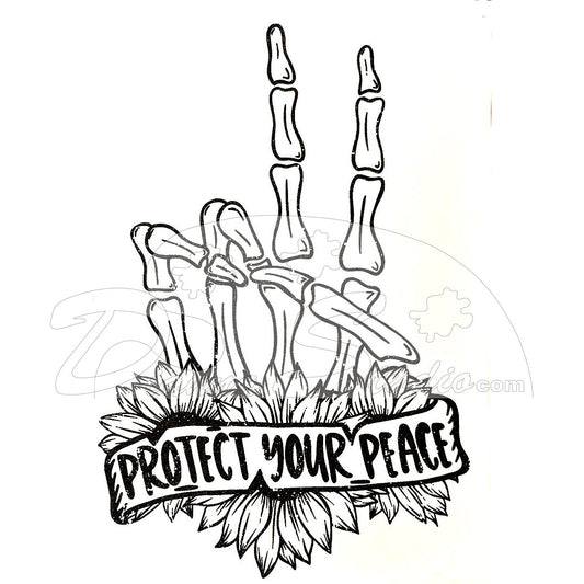 Protect Your Peace Skeleton fingers heat print