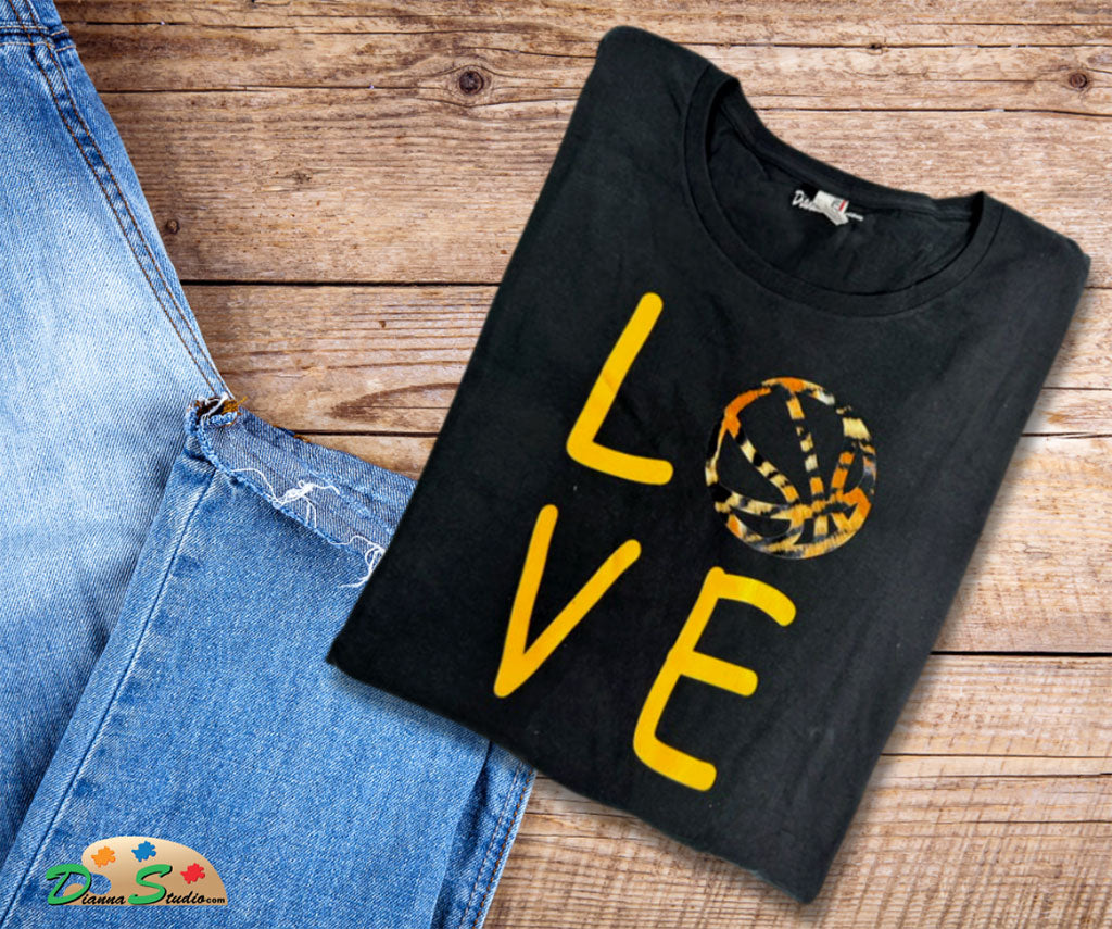 Tiger Basketball Love on Black Tshirt